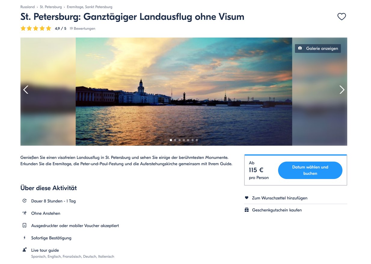 St. Petersburg - Ganztagiger Landausflug ohne Visum - St. Petersburg Russland | GetYourGuide